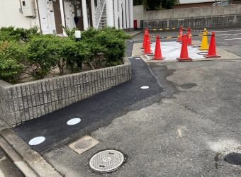 愛知県清須市　設備工事跡舗装復旧工事　オーバーレイ補修工事