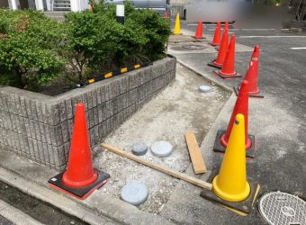 愛知県清須市　設備工事跡舗装復旧工事　オーバーレイ補修工事