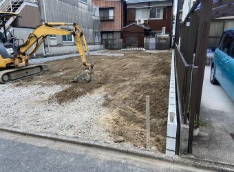 愛知県名古屋市港区　造成工事　ＣＢブロック積み