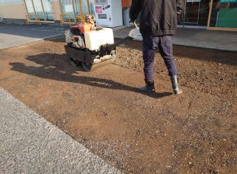 関市にて陥没した駐車場の修繕工事をおこないました