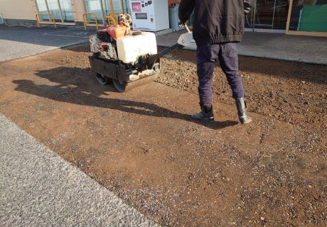 関市にて陥没した駐車場の修繕工事をおこないました